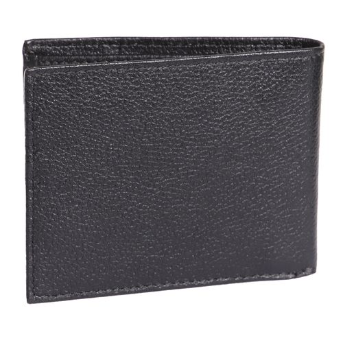 Billetera bifold negra con textura para hombre