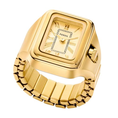 Reloj anillo Fossil análogo metal dorado para mujer