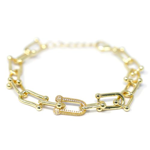 Brazalete Nes de brass con dijes dorados 1mm-15.4 cmpara mujer