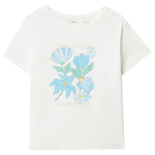 Blusa blanca con estampado de flores para niña