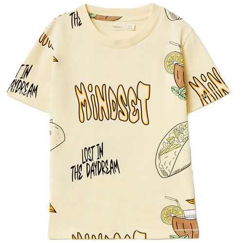 Camiseta beige con estampado para niño