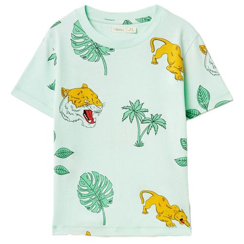 Camiseta verde con estampado de tigre para niño