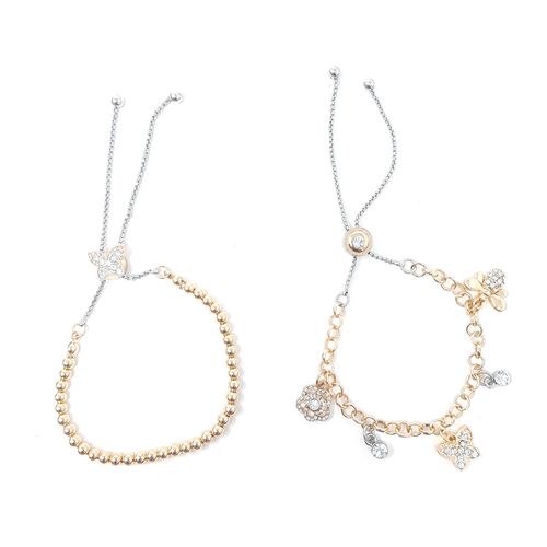 Brazalete Nes doble dorado con dijes de mariposas de de brass para mujer