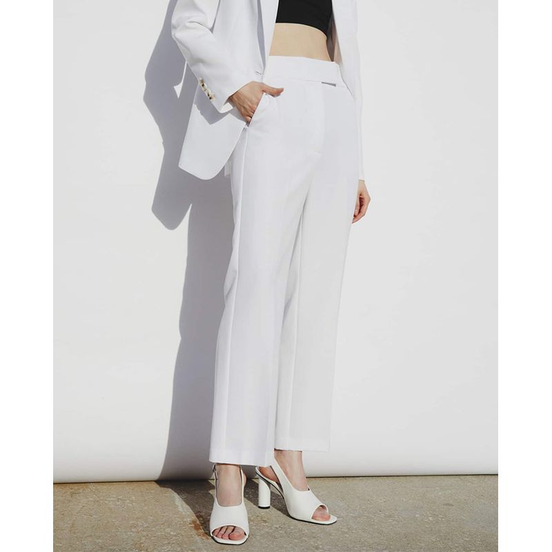 Pantalon Sfera clasico blanco de cintura alta para mujer