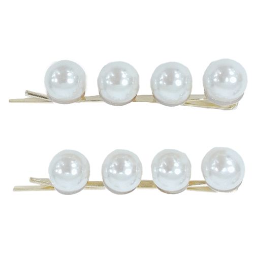 Set de 2 ganchos dorado con perlas para niña