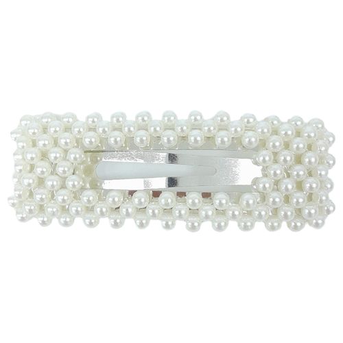 Gancho de perlas plateado para niña