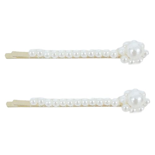 Set de 2 ganchos dorado con perlas para niña