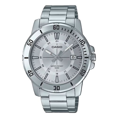 Reloj Casio análogo metálico plateado para hombre