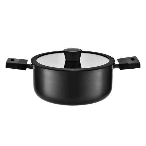 Maceta negra con tapa colección moderna 24 cm