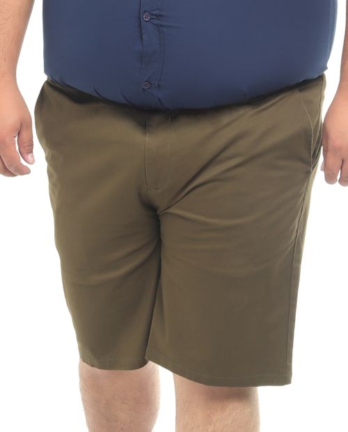 Short chino verde olivo sólido para hombre