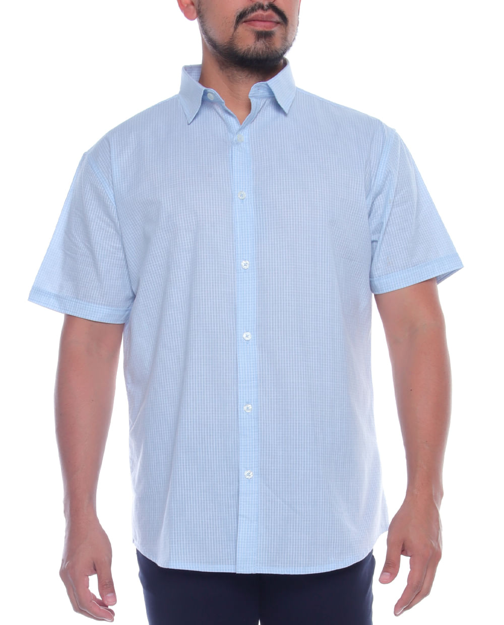 Camisa casual celeste a cuadros para hombre