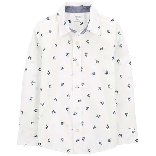 Camisa blanca con estampado de tiburones para niño