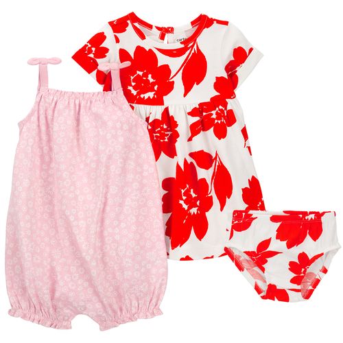 Set de 3 vestidos multicolor con estampado para bebé niña
