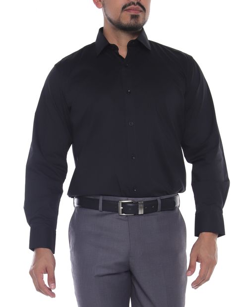 Oscar de la Renta Camisa de vestir classic fit negra sólida para hombre