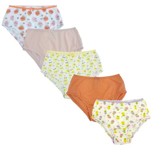 Set de 5 piezas ropa interior multicolor con estampado de fresas para niña