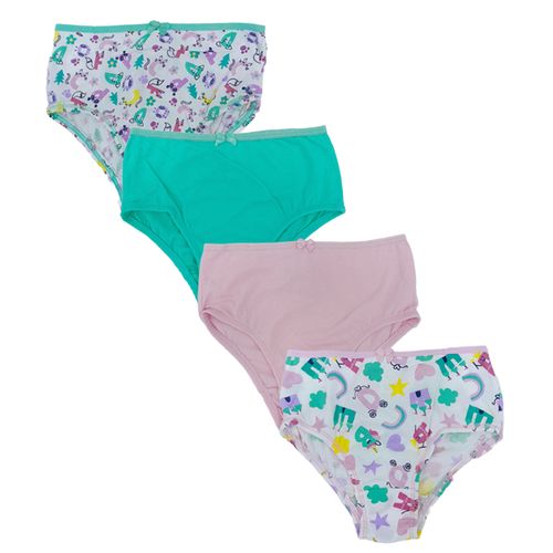 Set de 4 piezas ropa interior multicolor con estampado de flores para niña