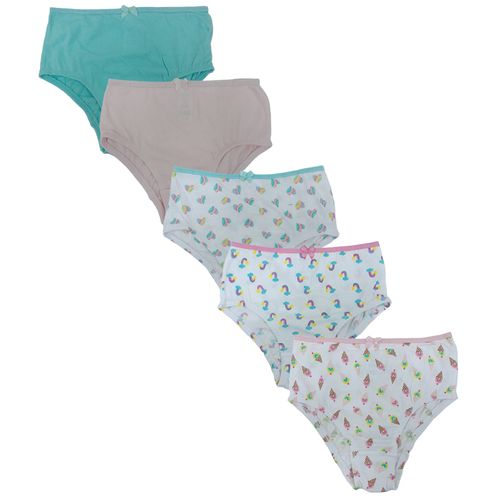 Set de 5 piezas ropa interior multicolor con estampado de corazones para niña