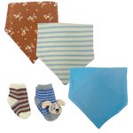 Set-de-3-saliveros-y-2-pares-calcetines-multicolor-a-rayas-para-bebe-niño