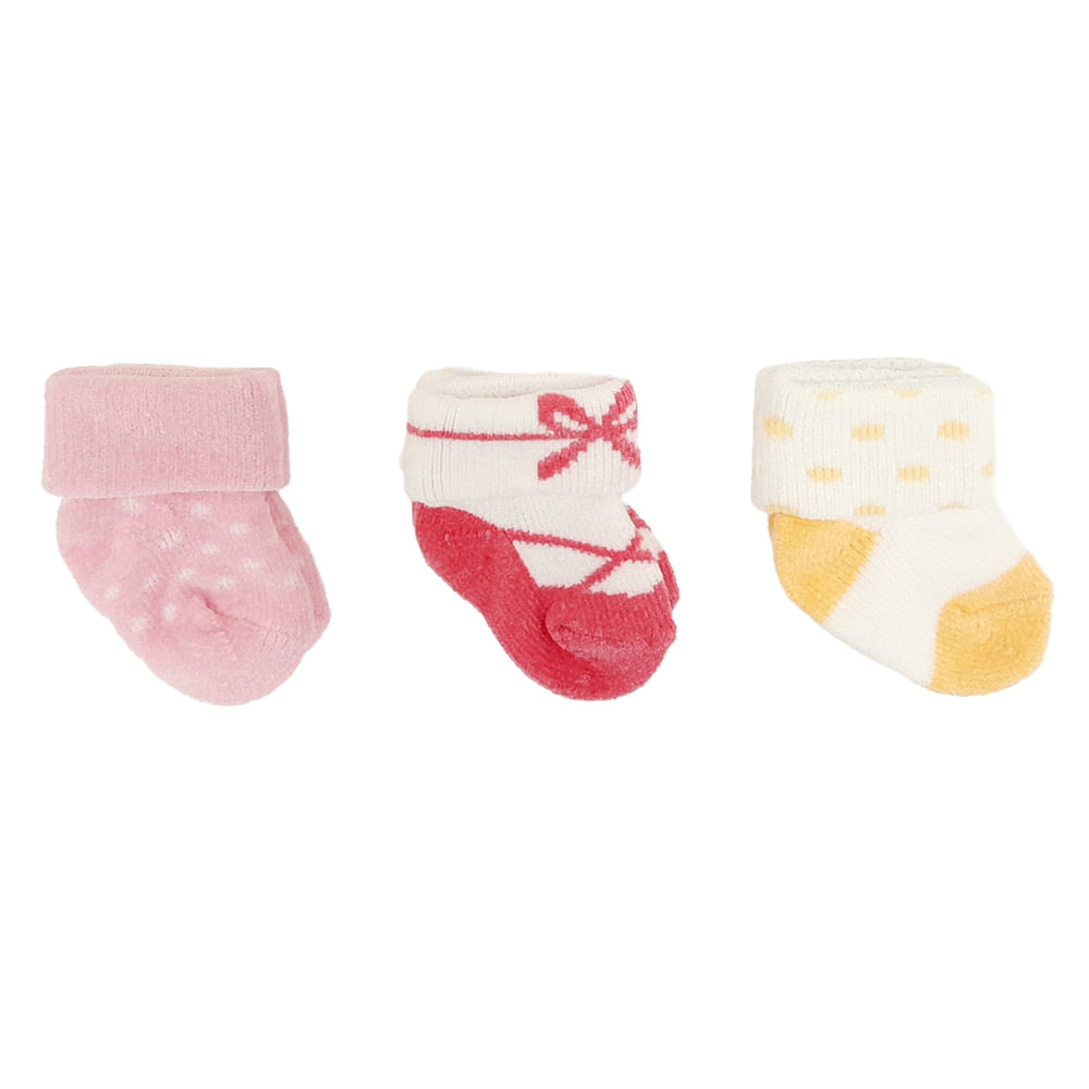 Set de 6 pares de calcetines multicolor con puntos para bebe nina