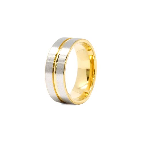 Anillo de acero inoxidable combinada plateado y dorado para hombre - talla 11