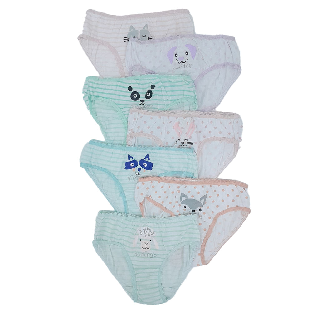 Set de 7 piezas ropa interior multicolor con estampado de animalitos ...