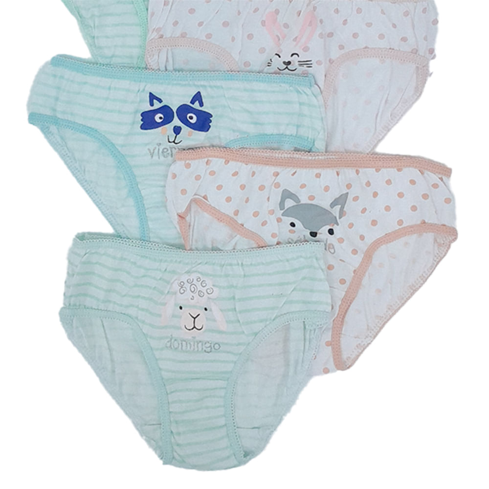Set de 7 piezas ropa interior multicolor con estampado de animalitos ...