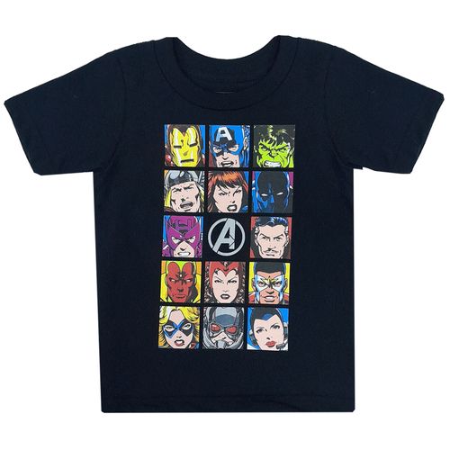 Camiseta negra con estampado de avengers para niño