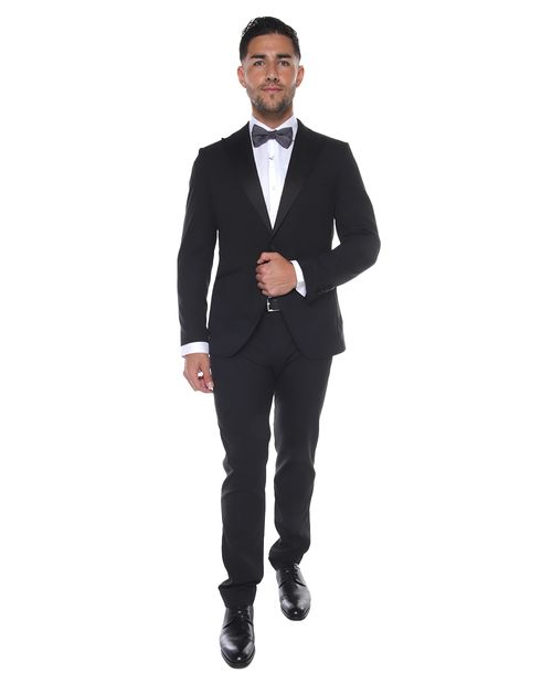 Traje slim fit negro sólido para hombre