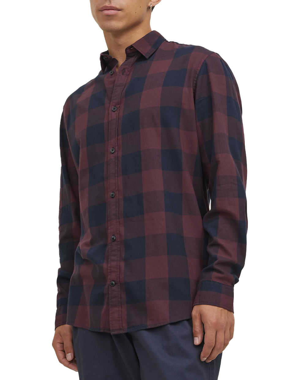 Camisa casual bicolor a cuadros para hombre