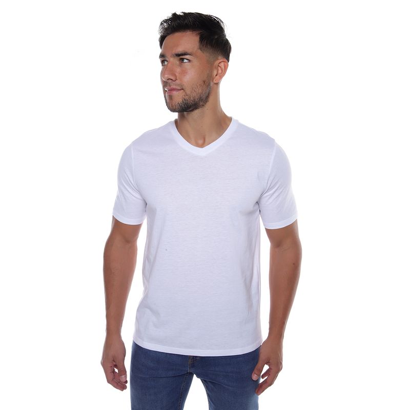 Camiseta cuello v blanca para hombre