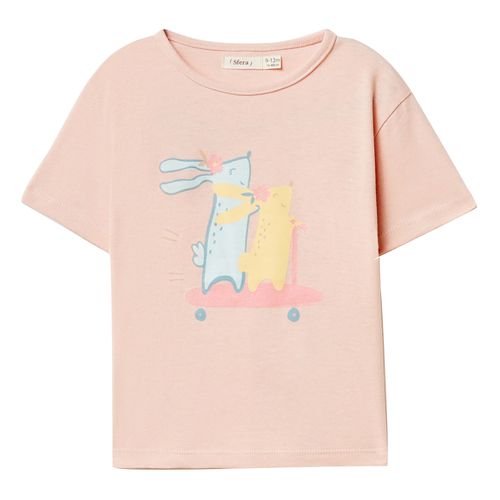 Blusa rosada con estampado de conejitos para bebé niña