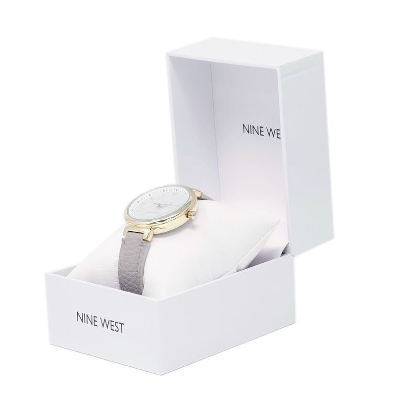 Reloj Nine West analogo cuero gris para mujer