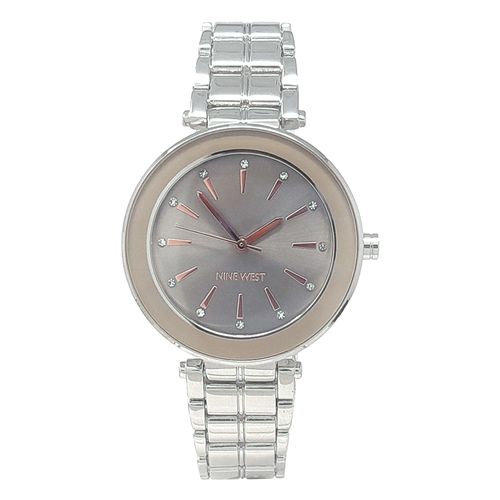 Reloj Nine West análogo de metal plateado para mujer