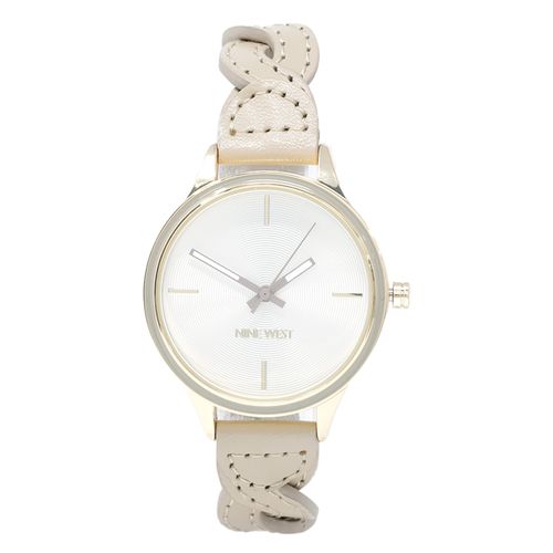 Reloj Nine West análogo de cuero color beige para mujer