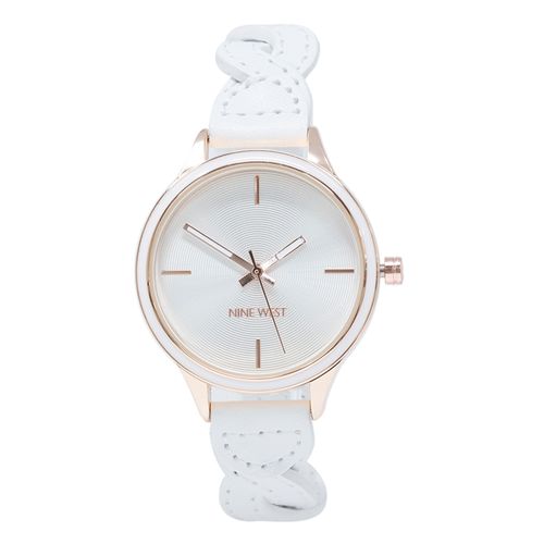 Reloj Nine West análogo de cuero color blanco para mujer