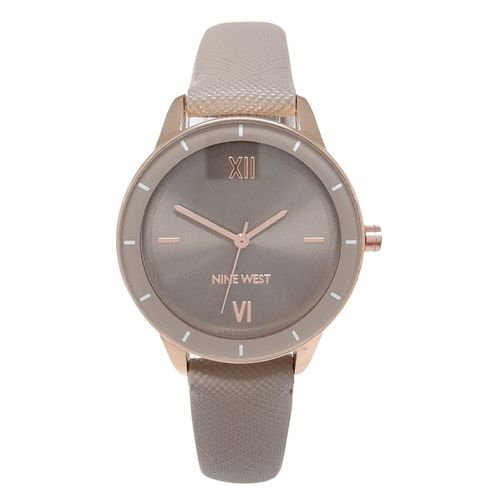 Reloj Nine West análogo de cuero color nude para mujer