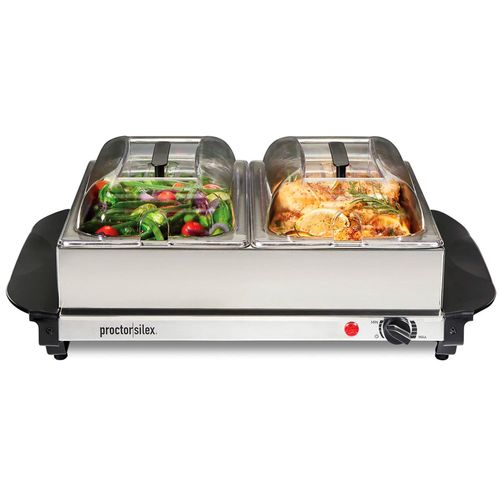 Servidor de buffet doble estaciones 2.4L acero inoxidable