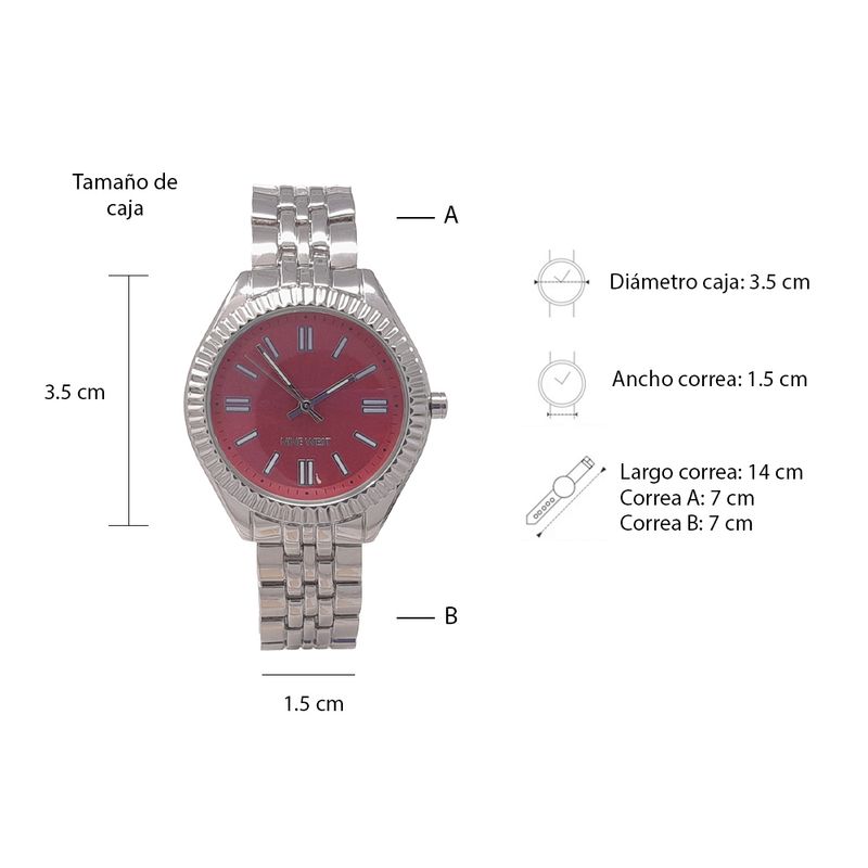 Reloj Nine West analogo metalico plateado para mujer