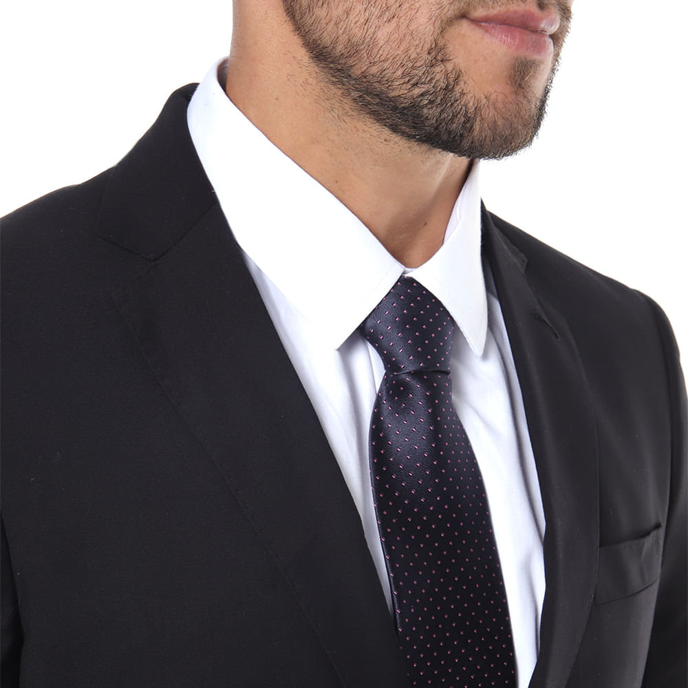 Corbata regular fit negro/rosado mini print para hombre - Siman El Salvador