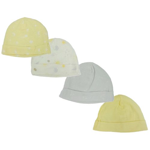 Set de 4 gorritos multicolor con estampado para bebé niña