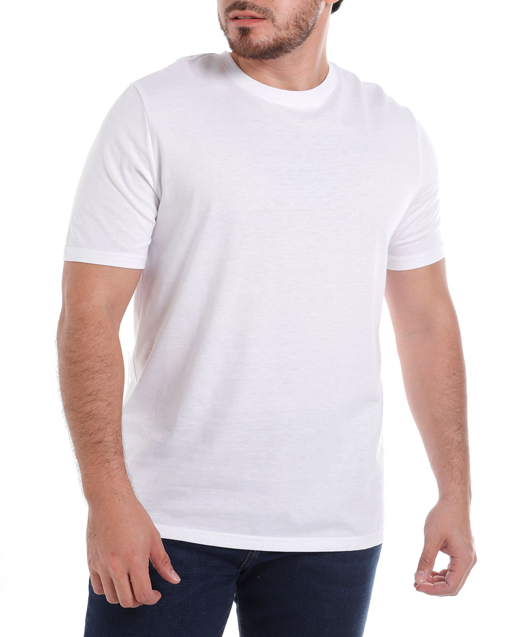 Camiseta cuello redondo blanco para hombre