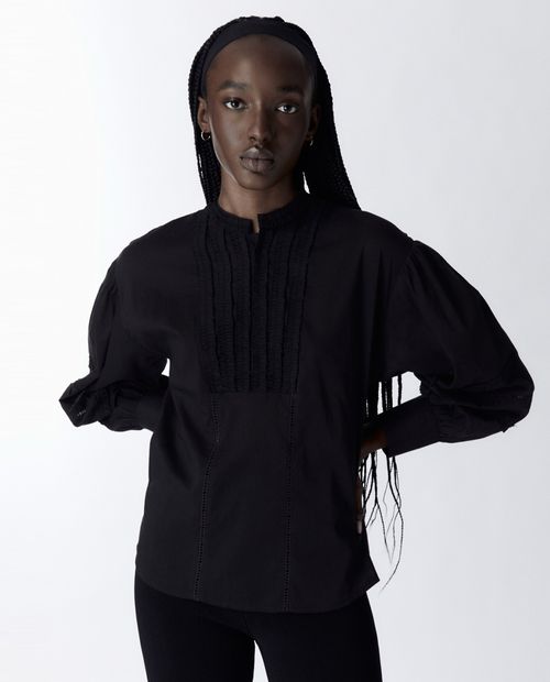 Blusa Sfera casual negra manga larga para mujer