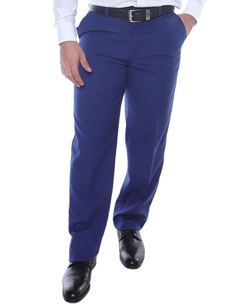 Unexpected Pantalón de vestir tradicional azul con textura para hombre