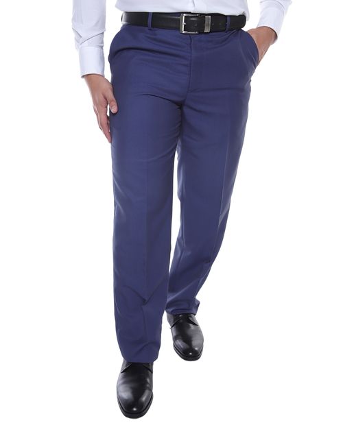 Unexpected Pantalón de vestir tradicional azul con textura para hombre