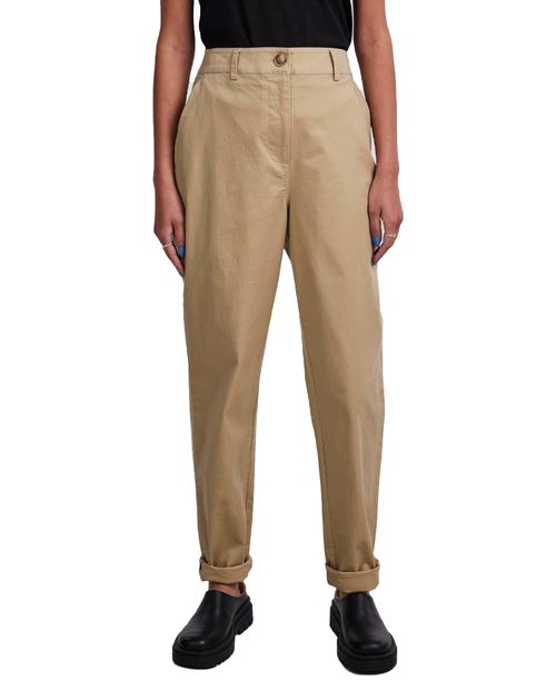 Pantalón Pieces chino beige de cintura alta para mujer