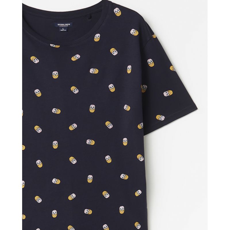 Conjunto de pijama navy mini print de calaveras para hombre