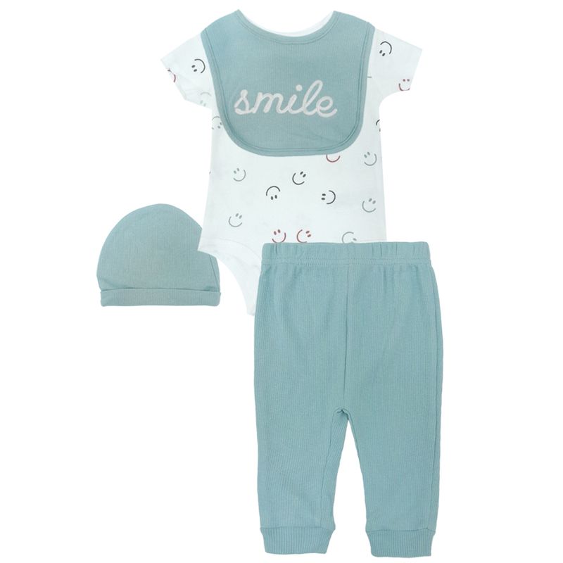 Conjunto-de-4-piezas-bicolor-con-estampado-de-emoji-para-bebe-niño