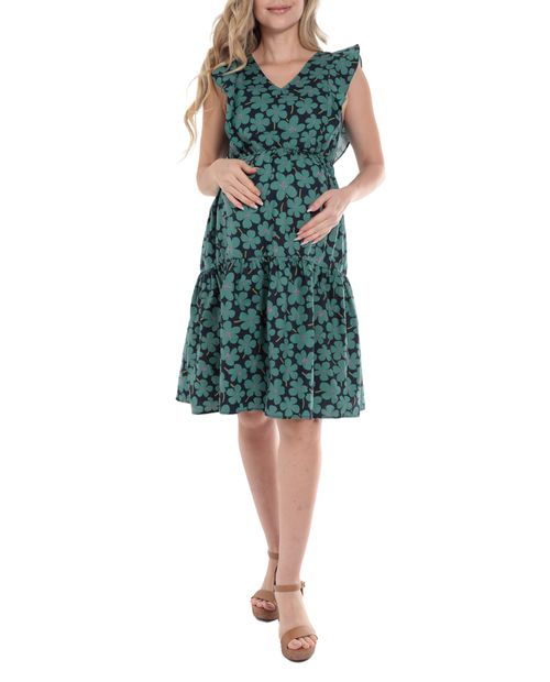 Vestido maternal Sabrina casual estampado manga corta para mujer