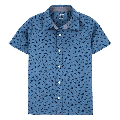 Camisa azul con estampado de tiburones para niño