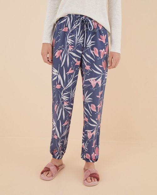 Pantalón pijama con estampado multicolor para dama